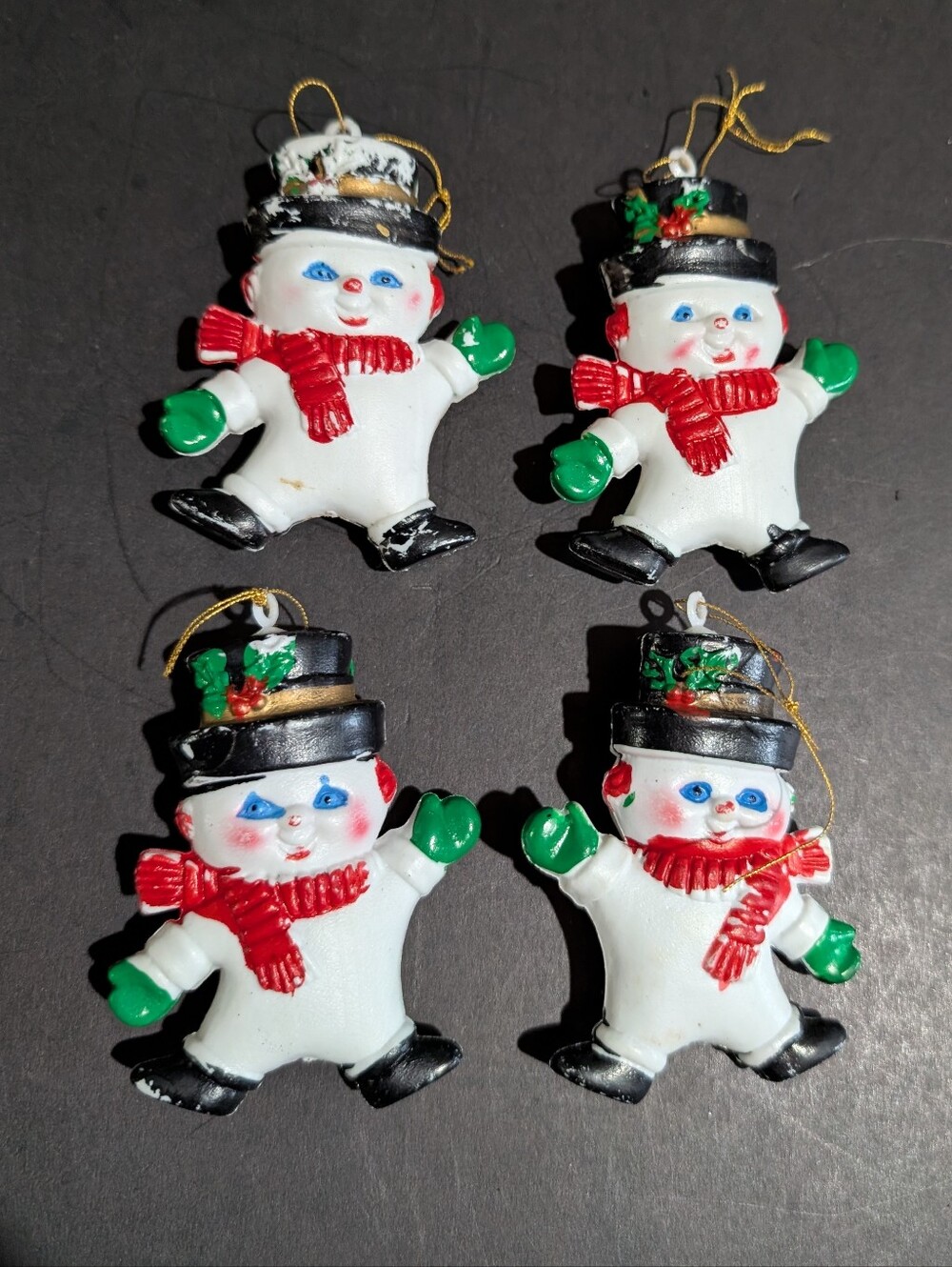 VTG Blow Mold Tree Ornaments Lot Of 14 Santa Snowman Stocking - Picture 7 of 11